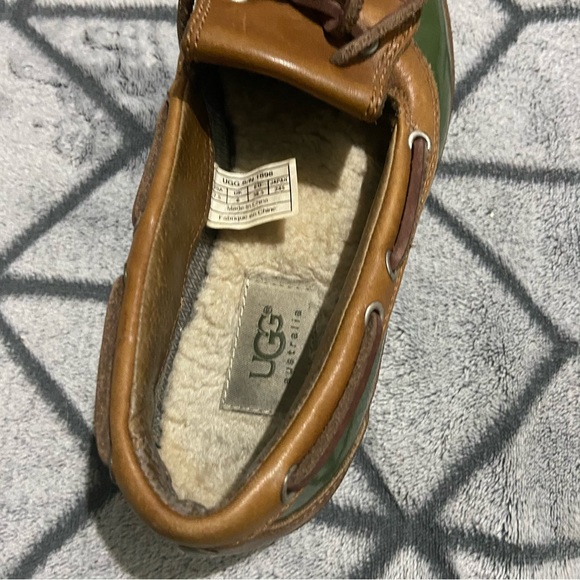 UGG Australia Waterproof Ashdale Green and Brown Leather Duck Shoes - Picture 6 of 11
